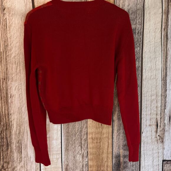 Roucha Cardigan Sweater Sun Swirl Crop Knit Artsy Arttowear Winter Fall Size D - Picture 2 of 11